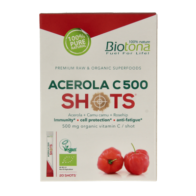 Acerola C 500 shots 2.2 gram bio 20 Stuks Acerola C 500 shots 2.2 gram bio 20 Stuks