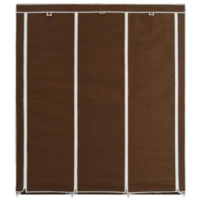 Kledingkast met vakken en stangen 150x45x175 cm stof bruin