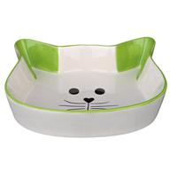 TRIXIE VOERBAK / WATERBAK KATTENHOOFD MET GEZICHT KERAMIEK ASSORTI 15X10 CM 200 ML 4 ST - thumbnail
