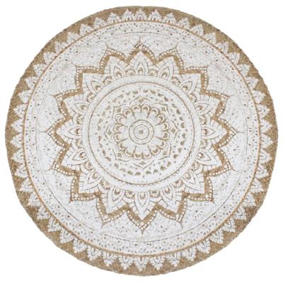 VidaXL Tapijt met print rond 180 cm gevlochten jute