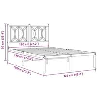 Bedframe met hoofdbord metaal zwart 120x190 cm - thumbnail