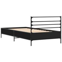 Bedframe bewerkt hout en metaal zwart 100x200 cm - thumbnail