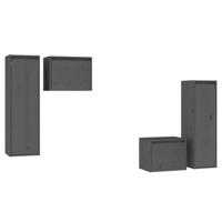 Tv-meubelen 4 st massief grenenhout grijs - thumbnail