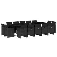 15-delige Tuinset met kussens poly rattan zwart - thumbnail