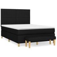 Boxspring met matras stof zwart 140x200 cm - thumbnail