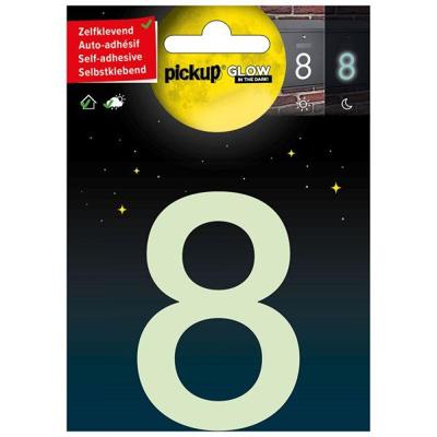 Glow in the dark Nummer 8 - 75 mm zelfklevend.