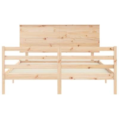 Bedframe met hoofdbord massief hout 160x200 cm
