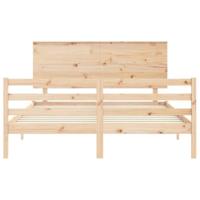 Bedframe met hoofdbord massief hout 160x200 cm - thumbnail