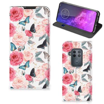 Motorola One Zoom Smart Cover Butterfly Roses Motorola One Zoom Smart Cover Butterfly Roses