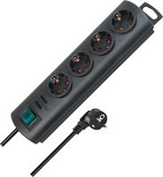 Brennenstuhl 1153300124 Stekkerdoos met schakelaar 4-voudig Zwart Randaarde stekker 1 stuk(s) - thumbnail