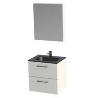 Tiger Studio badkamermeubel met spiegelkast en zwarte wastafel 60cm wit - thumbnail