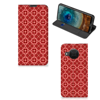 Nokia X20 | X10 | Hoesje met Magneet | Batik Rood - thumbnail