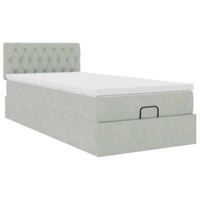 Ottoman bed met matras en LED's 100x200 cm fluweel lichtgrijs