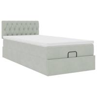 Ottoman bed met matras en LED's 100x200 cm fluweel lichtgrijs - thumbnail