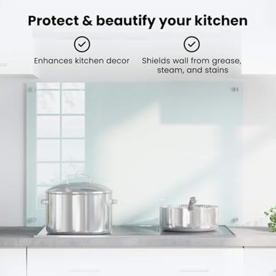 VidaXL Keuken achterwand wit 90 x 60 cm gehard glas VidaXL Keuken achterwand wit 90 x 60 cm gehard glas
