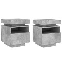 Nachtkastjes met LED-verlichting 2 st 40x39x48,5 cm betongrijs - thumbnail