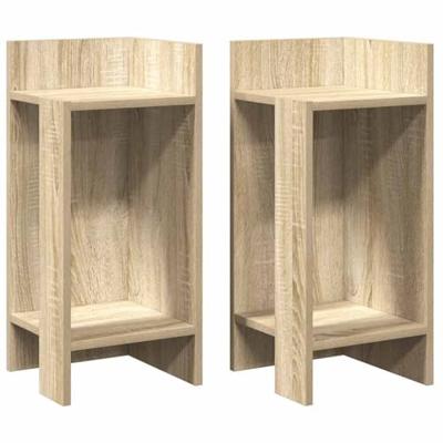 Bijzettafels 2 st met plank 25,5x27x60 cm sonoma eikenkleurig