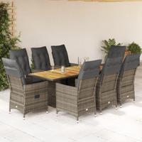 9-delige Tuinset met kussens poly rattan grijs - thumbnail