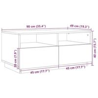 Salontafel met LED-verlichting 90x49x40 cm gerookt eikenkleurig - thumbnail