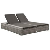 Ligbed tweepersoons poly rattan grijs - thumbnail