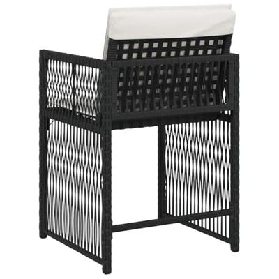 Tuinstoelen 4 st met kussens poly rattan zwart - thumbnail
