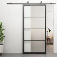 Loftdeur Stalen schuifdeur 4-vaks met Mat glas Incl. schuifdeursysteem - thumbnail