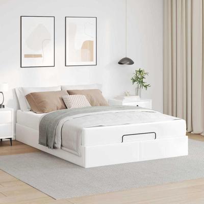 Bedframe met matras met matras Zuiverwit 140 x 190 cm Kunstleer