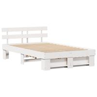 Bedframe met hoofdeinde Wit 135 x 190 cm Massief grenenhout - thumbnail
