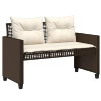 4-delige Loungeset met kussens poly rattan bruin - thumbnail