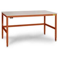 Manuflex LC3058.2001 ESD ESD-werktafel CANTOLAB speciale met melamine schijf, bxdxh = 1500 x 800 x 752-952 mm Rood-oranje (RAL 2001) - thumbnail