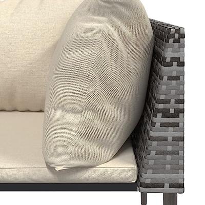 3-delige Loungeset met kussens poly rattan grijs 3-delige Loungeset met kussens poly rattan grijs