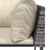 3-delige Loungeset met kussens poly rattan grijs - thumbnail