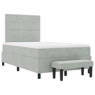 Boxspring Bed met Matras & Bank Lichtgrijs 120x190 cm Fluweel