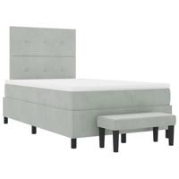 Boxspring Bed met Matras & Bank Lichtgrijs 120x190 cm Fluweel - thumbnail
