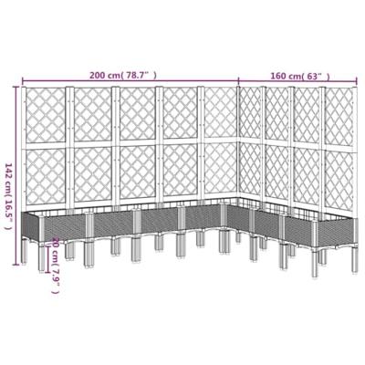 Plantenbak met latwerk 200x160x142 cm polypropeen wit Plantenbak met latwerk 200x160x142 cm polypropeen wit