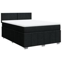 Boxspring met matras stof zwart 160x200 cm - thumbnail