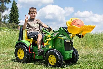 Rolly Toys rollyX-Trac Premium John Deere traptrekker 8400R incl voorlader en handrem - thumbnail