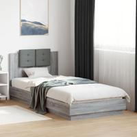 Bedframe met hoofdeinde bewerkt hout grijs sonoma 90x200 cm - thumbnail