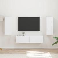 Tv-meubelset Wandgemonteerd 2 pcs Wit Bewerkt hout - thumbnail