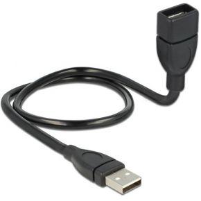 Delock 83499 USB-kabel USB 2.0 USB-A stekker, USB-A bus 0.50 m Zwart Flexibele zwanenhalskabel