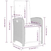 Tuinstoelen 2 st verstelbaar met voetensteun poly rattan zwart - thumbnail