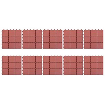 VidaXL Terrastegels 10 st 30,5x30,5 cm kunststof rood
