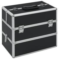 VidaXL Make-up koffer 37x24x35 cm aluminium zwart - thumbnail