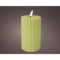 LED kaars vlameffect ribbel h12,3cm groe - thumbnail