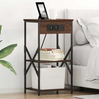 Nachtkastje 2 pcs Bruin Eiken 41 x 31 x 76 cm Bewerkt hout - thumbnail