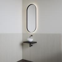 Fonteinset | BWS Leto | Planchet Mat Zwart | Waskom Glans Wit - thumbnail