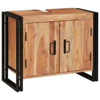 Wastafelkast met plank Bruin 71 x 33 x 58 cm Massief Acaciahout - thumbnail