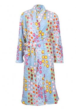 Badjas met bolletjes / blauwe badjas - M