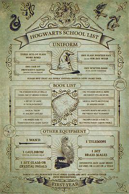 Poster Harry Potter - Hogwarts School List 61x91,5cm Poster Harry Potter - Hogwarts School List 61x91,5cm