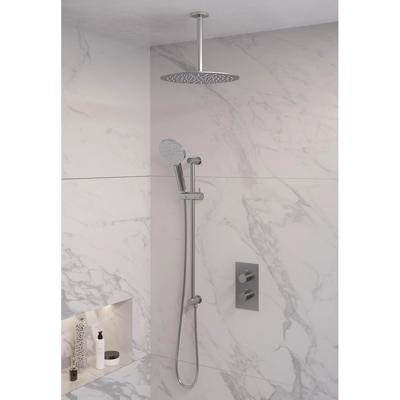 Inbouw Regendouche Set Brauer Brushed Edition Plafond Uitloop Ronde Hoofddouche 30 cm Met Handdouche 3 Standen en Glijstang RVS Look Brauer